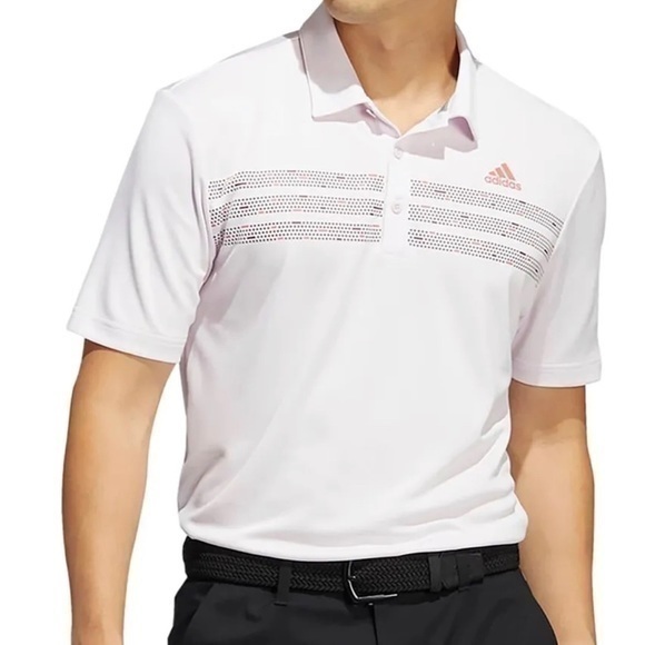 New Men’s Adidas 2022 Chest Print Golf Shirt  UPF50 H56768 - Picture 1 of 6